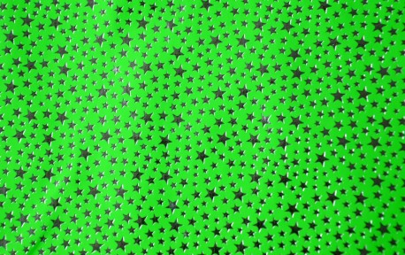 Tissus vinyle VERT FLUO avec étoiles argentées brillantes