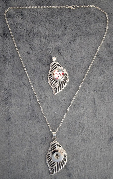 COLLIER argenté PLUME pour bouton pression CHUNK