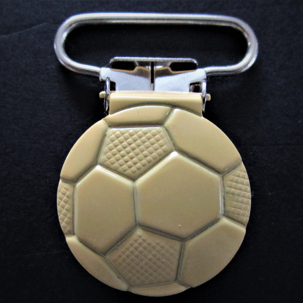 1 Pince bretelle Attache tétine & doudou métal Ballon de foot passant de 25 mm