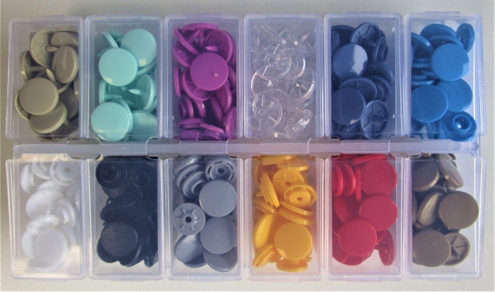 Pince et pressions Kam - Boutons pression colorés en résine plastique