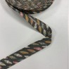 Biais coton "Kaki feuille multicolor"