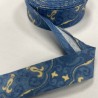 Biais coton "Bleu arabesque jaune"