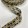 Biais coton "Fleurs jaunes blanche et noir"