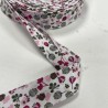 Biais coton "Fleurs rose et grise"