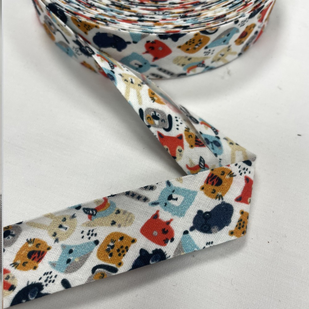 Ruban Biais Coton Imprimé Crème Glacée - Largeur 1 Cm, Longueur 2,74 M - Pour Finitions Couture, Bordure, Bijoux, DIY - Motif Fun Et Coloré