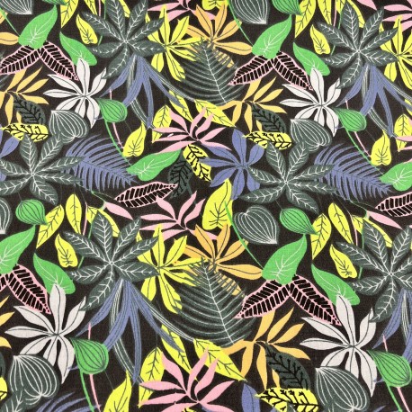 Popeline de coton - motif "FLOWER" jungle