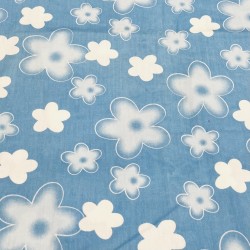 Coton - motif "FLEURS" bleu