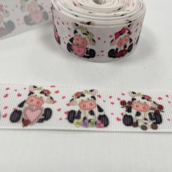 Ruban gros grain "Tampon Paris" Creme
