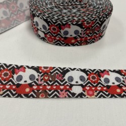 Ruban gros grain "Panda elle & lui"