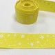 Ruban gros grain "Etoiles blanche" Jaune