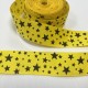 Ruban gros grain "Etoiles noire" Jaune