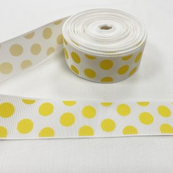 Ruban gros grain "Pois Jaunes"