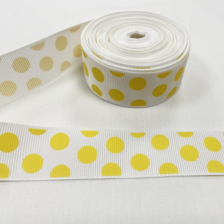 Ruban gros grain "Pois Jaunes"
