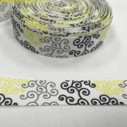 Ruban gros grain "Broderie anglaise jaune"