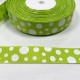 Ruban gros grain "Blanc poie vert fluo"