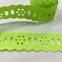 Ruban gros grain "Blanc poie vert fluo"