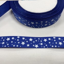 Ruban Gros grain "Bleu roi etoile blanc"
