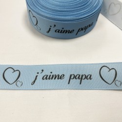 Ruban gros grain "Blanc etoile bleu"
