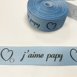 Ruban gros grain Bleu "J'aime papy"