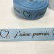 Ruban gros grain Bleu "J'aime papy"