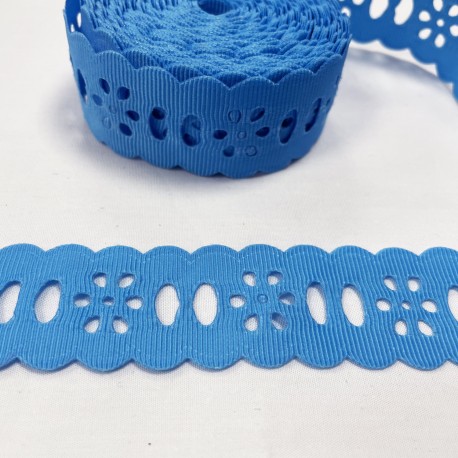 Ruban gros grain Bleu "dentelle"