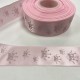 Ruban Satin Rose pale couronne argent