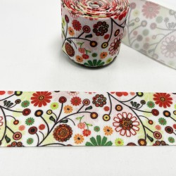 Ruban gros grain "Branches de fleurs"