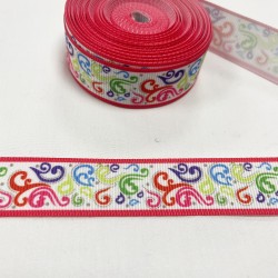 Ruban gros grain "Arabesque coloré"
