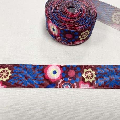 Ruban gros grain "Fleurs Spiker"