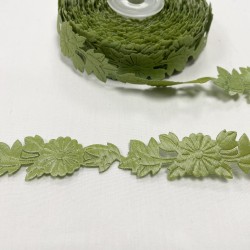 Ruban gros grain "Vert fleur dentelle"