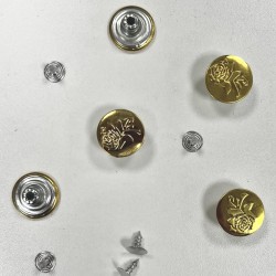 5 boutons JEANS "plat" 17mm ROSE or