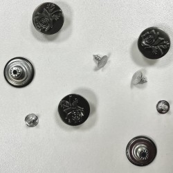 5 boutons JEANS "plat" 17mm ROSE acier