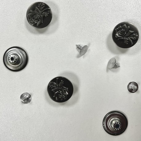 5 boutons JEANS "plat" 17mm ROSE acier