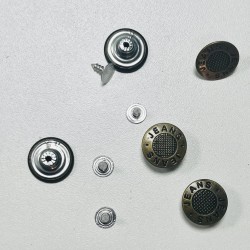 5 boutons JEANS "plat" 17mm JEANS