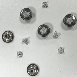 5 boutons JEANS "plat" 17mm FLEUR DIAMS