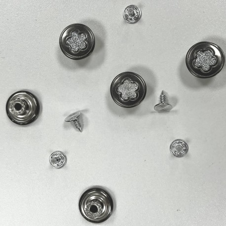 5 boutons JEANS "plat" 17mm FLEUR DIAMS