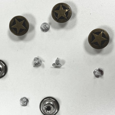 5 boutons JEANS "plat" 17mm ETOILE