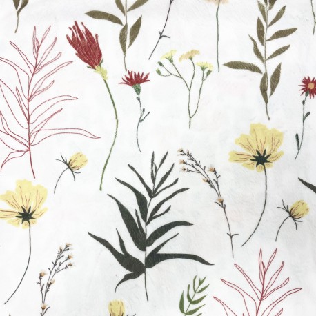 Tissus minkee velours "Tapis de fleurs"