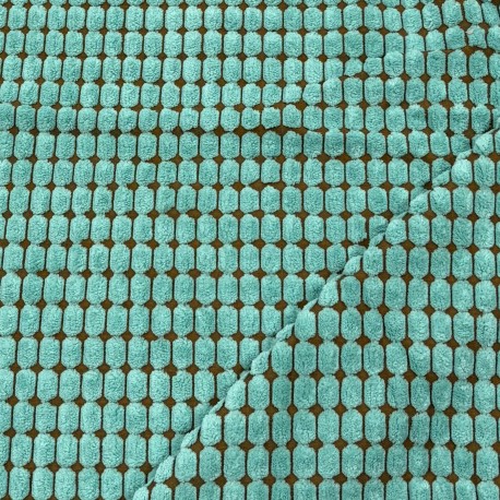 VELOURS gaufré à côtes VERT TURQUOISE