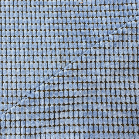 VELOURS gaufré à côtes BLEU CIEL